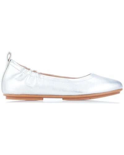Fit Flop Allegro Soft Leather Ballerina Court Shoes - White