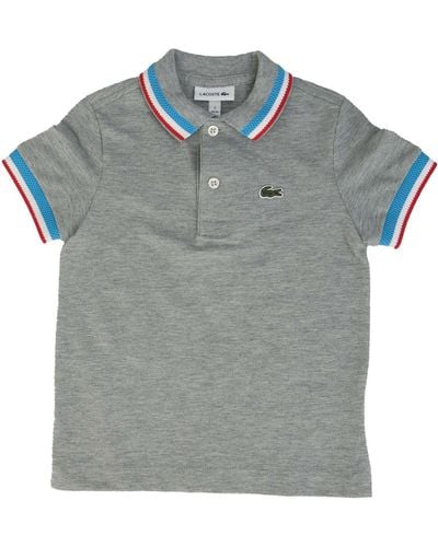 Lacoste Boy's Striped Details Cotton Pique Polo Shirt - Blue