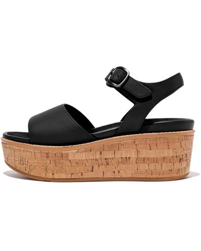 Fitflop Eloise Leather Back-strap Wedge Sandals - Black