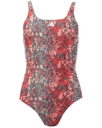 adidas 3 Stripes Graphic Swimsuit - Red