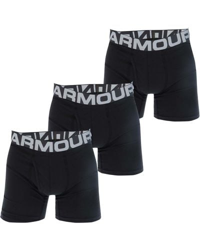 Under Armour 3 Pack Ua Charged Cotton 6 Inch Boxers - Black