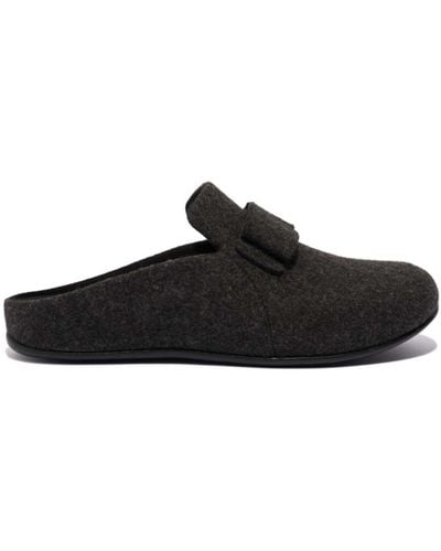 Fitflop Chrissie Ii Haus E01 Bow Felt Slippers - Black
