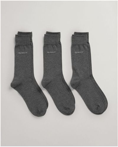 GANT 3 Pack Mercerized Cotton Socks - Grey