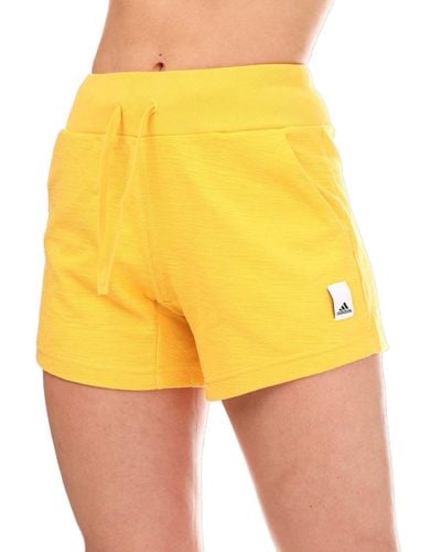 adidas Lounge Low Rise Rib Shorts - Yellow