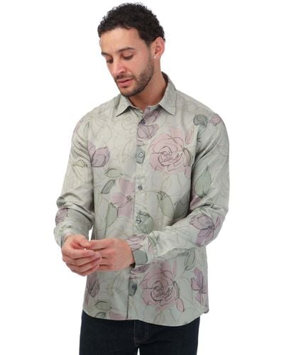 Ted Baker Bobbio Long Sleeve Floral Print Shirt - Grey