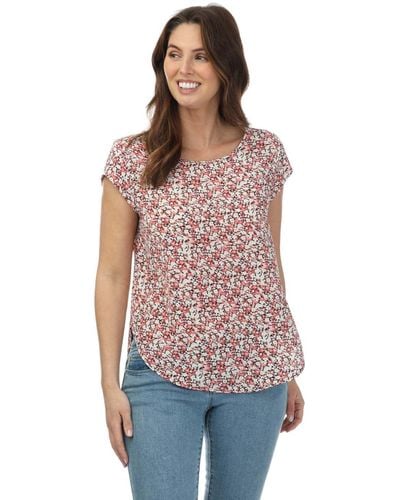 ONLY Vic Short Sleeve Floral Top - Red