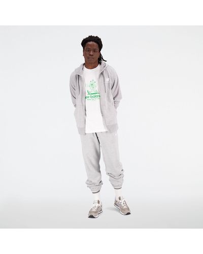 New Balance Essentials Stacked Logo French Terry Jacket - White