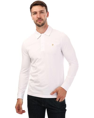 Farah Haslam Long Sleeve Polo Shirt - White