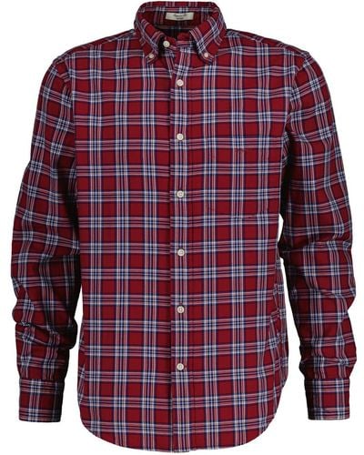 GANT Regular Fit Archive Oxford Check Shirt - Red