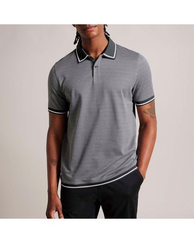 Ted Baker Affric Regular Geo Textured Polo - Grey