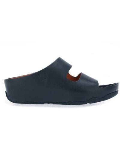Fitflop Shuv Two Bar Leather Slide Sandals - Blue
