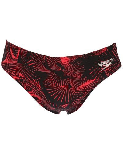Speedo Allover 7cm Swim Briefs - Red