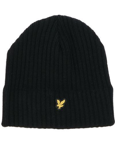 Lyle & Scott Knitted Ribbed Beanie - Black
