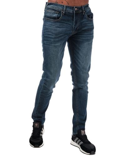 Duck and Cover Overbug Tapered Jeans - Blue
