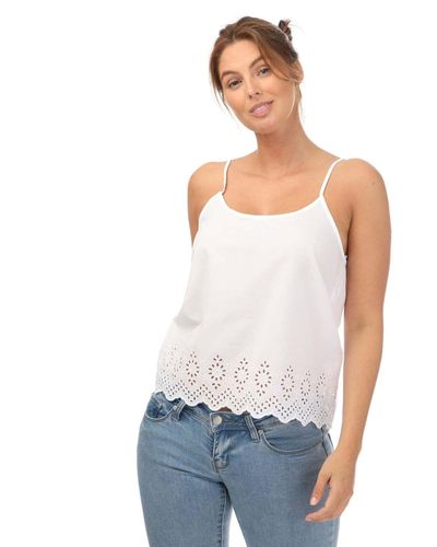 ONLY Lou Life Broderie Anglaise Cami Top - White