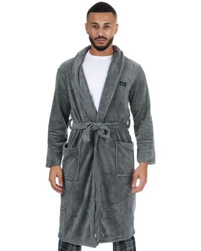 Ben Sherman Randol Fleece Robe Dressing Gown - Grey
