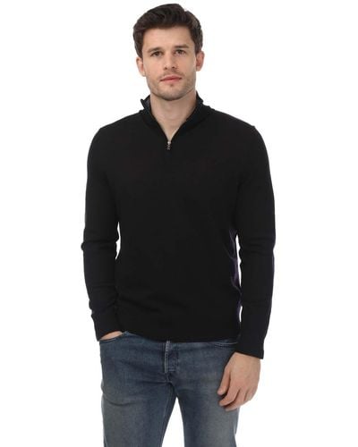 Ted Baker Limehas Merino Wool Core Half-zip Sweatshirt - Black