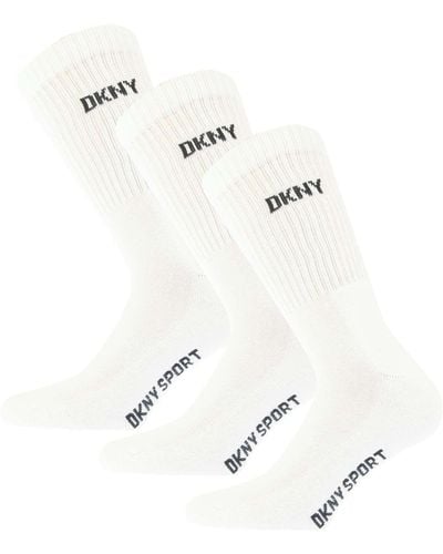 DKNY Radde 3 Pack Sport Socks - White