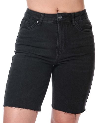Vero Moda Brenda High Rise Long Denim Shorts - Black