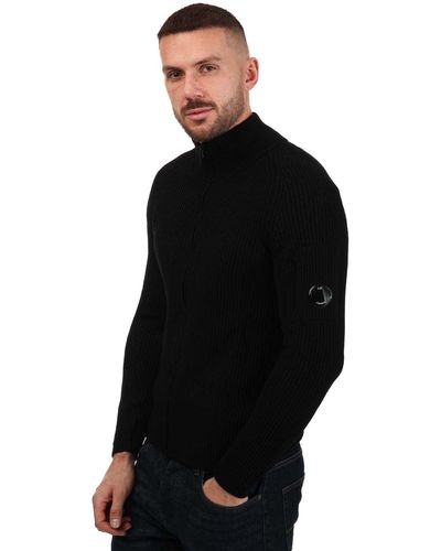 C.P. Company Re-wool Zipped Knitted Jumper - Black