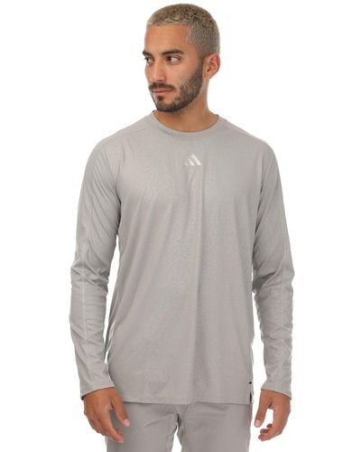 adidas Workout Print Long Sleeve Top - Grey
