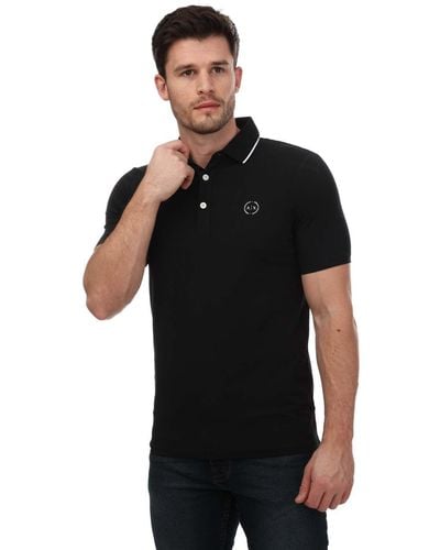 Armani Essential Tipped Collar Polo Shirt - Black
