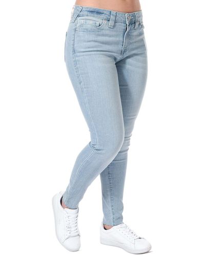 True Religion Jennie Mid Rise Raw Hem Skinny Jeans - Blue