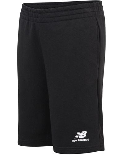 New Balance Essentials Stacked Logo French Terry Shorts - Black