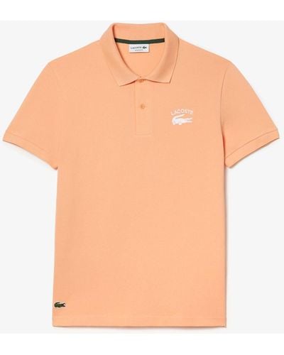 Lacoste Regular Fit Branded Stretch Cotton Polo Shirt - Orange