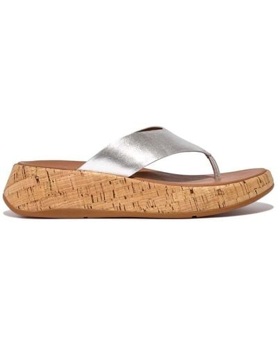 Fitflop F-mode Leather Flatform Toe-post Sandals - White