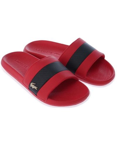 Lacoste Croco Slide Sandals - Red