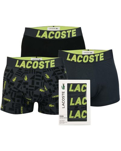 Lacoste 3 Pack Nautical Print Trunks - Green