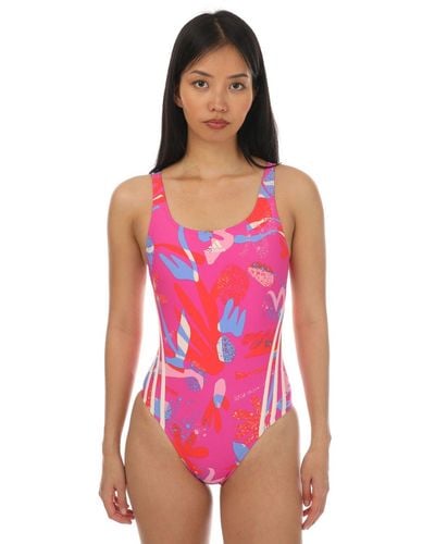 adidas Floral 3-stripes Swimsuit - Pink