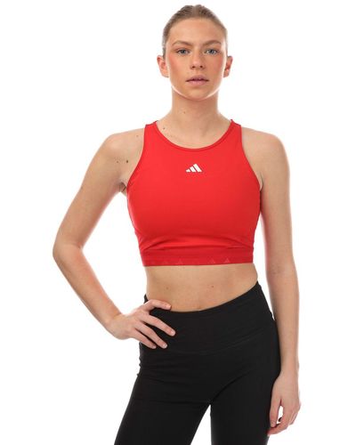 adidas Aeroready Hyperglam Crop Top - Red