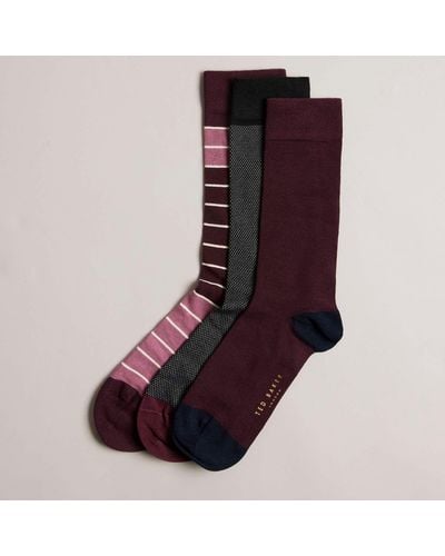 Ted Baker 3 Pack Of Dudes Socks - Purple
