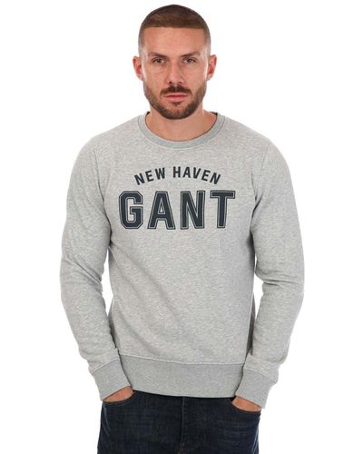 GANT Logo Crew Neck Sweatshirt - Grey