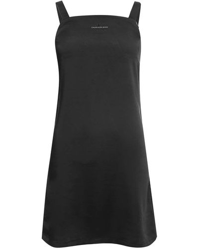 Calvin Klein Strap Satin Dress - Black