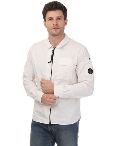 C.P. Company Gabardine Zipped Overshirt - Natural