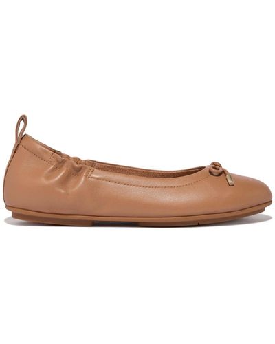 Fitflop Allegro Bow Leather Ballerina Court Shoes - Brown