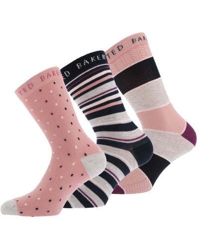 Ted Baker 3 Pack Lowisa Socks - Pink