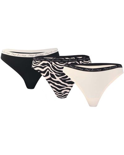 Tokyo Laundry 3 Pack Zebra Stripe Briefs - Black