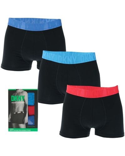 DKNY 3 Pack Route Trunk Boxer Shorts - Blue