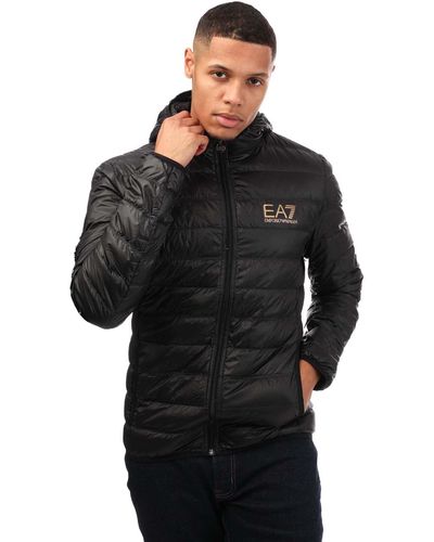 EA7 Core Id Down Hooded Jacket - Black