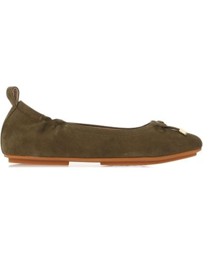 Fitflop Allegro Bow Suede Ballerina Court Shoes - Green