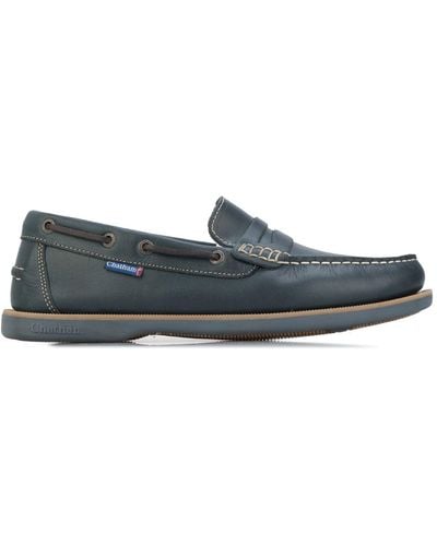 Chatham Shanklin Premium Leather Loafers - Blue