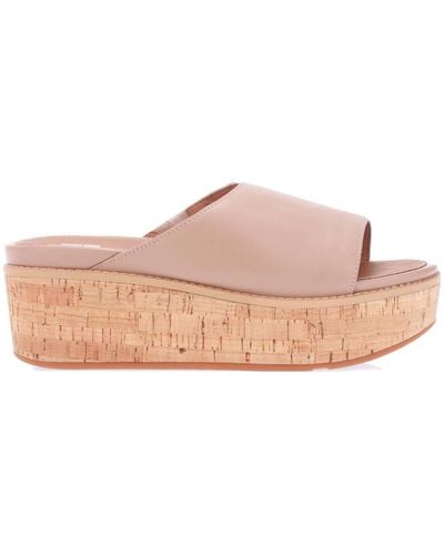 Fitflop Eloise Leather Wedge Slide Sandals - Pink