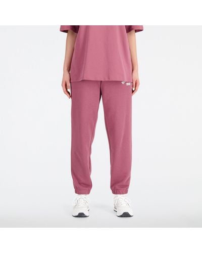 New Balance Essentials Varsity Fleece Trousers - Pink