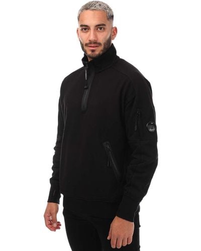 C.P. Company Diagonal Raised Half Zipped Sweatshirt - Black