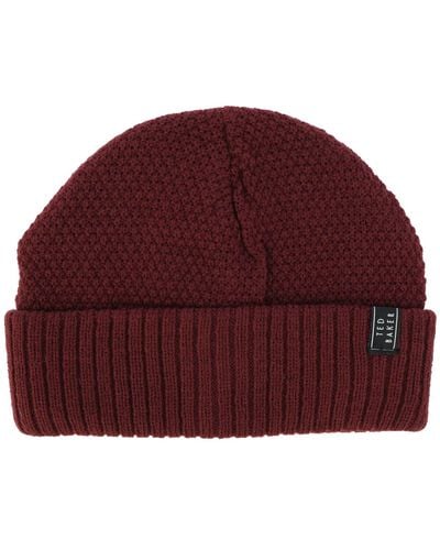 Ted Baker Maxt Knitted Beanie Hat - Red