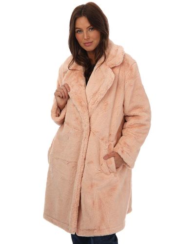 French Connection Buona Faux Fur Long Coat - Brown